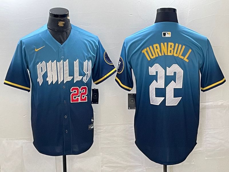 Men Philadelphia Phillies #22 Turnbull Blue City Edition Nike 2024 MLB Jersey style 3->->
